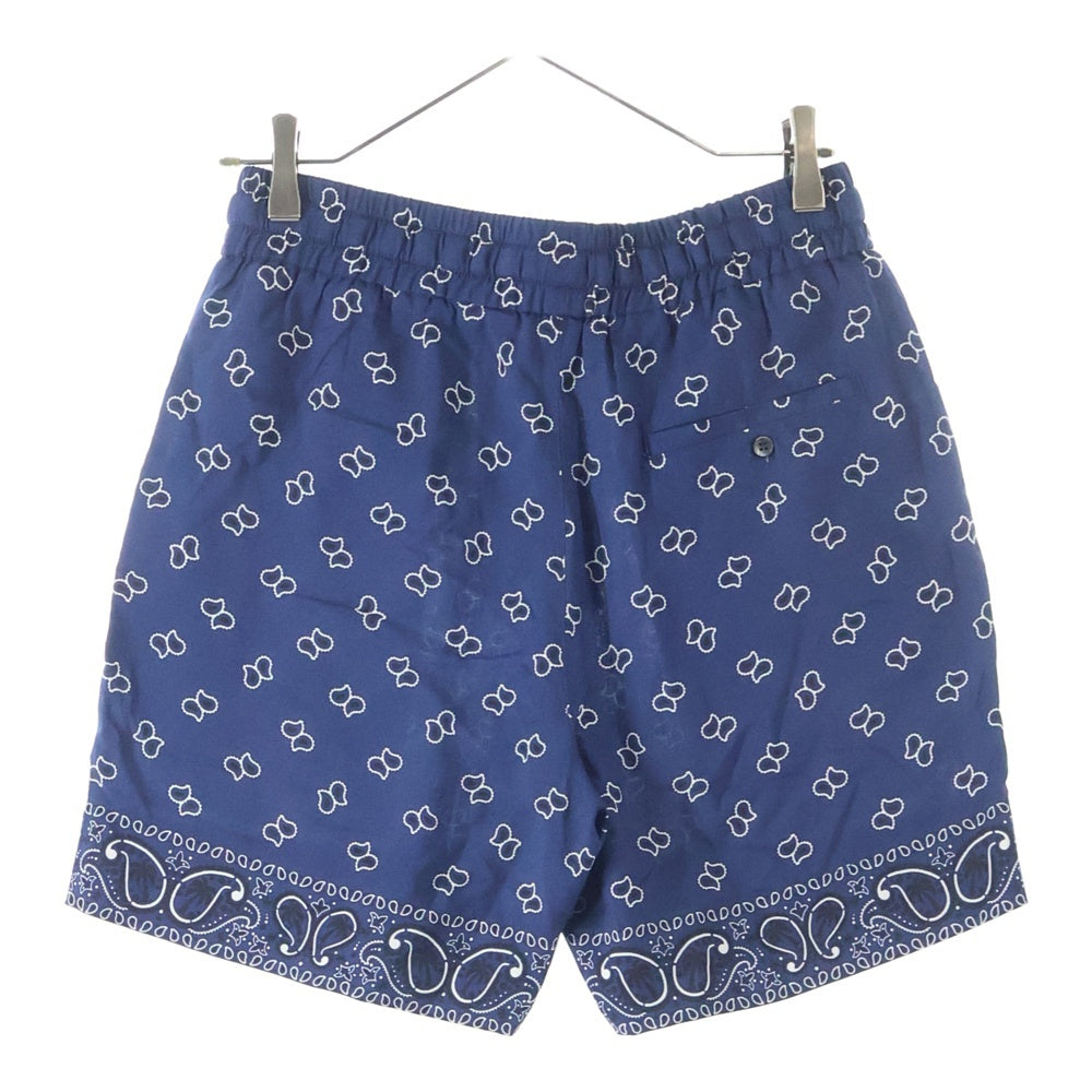 Palm Angels(パームエンジェルス) 24SS PAISLEY DRAWSTRING SHORT ペイズリー柄 ドローストリング ショーツ ハーフパンツ ネイビー PMCB034S24FAB005