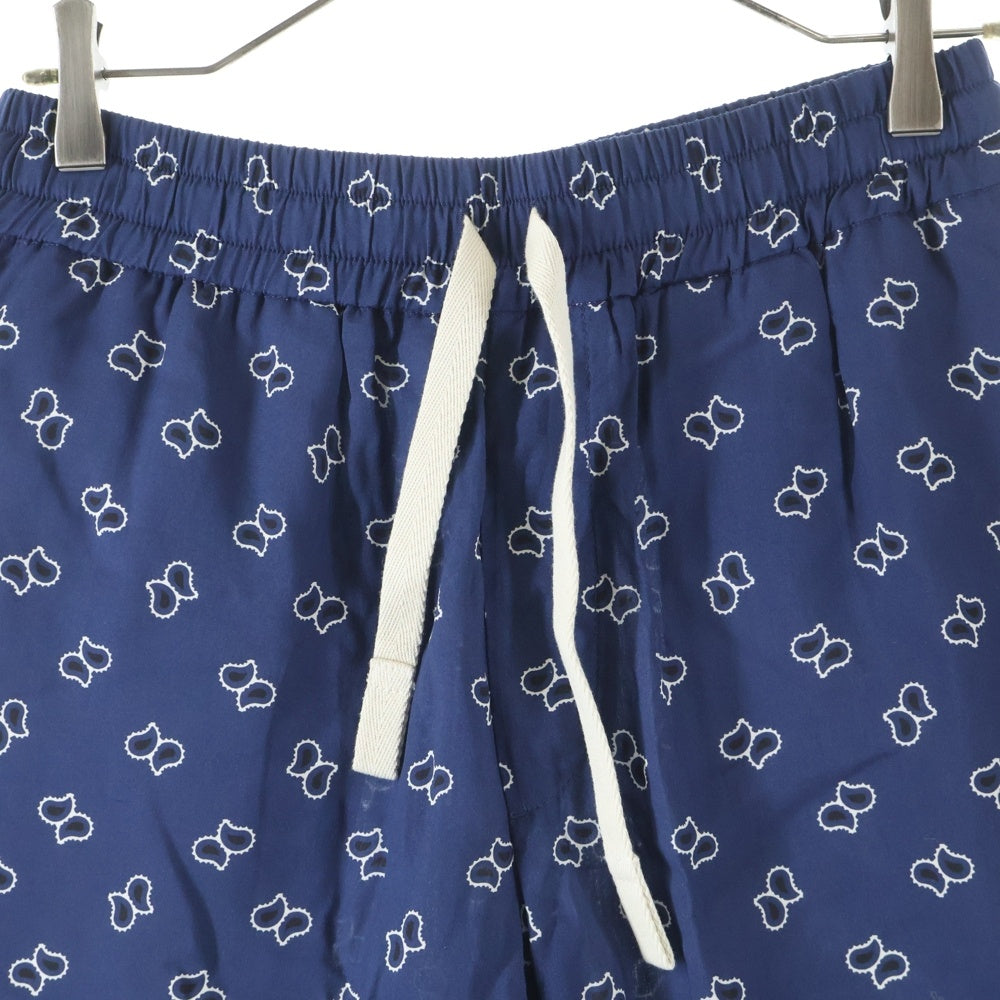 Palm Angels(パームエンジェルス) 24SS PAISLEY DRAWSTRING SHORT ペイズリー柄 ドローストリング ショーツ ハーフパンツ ネイビー PMCB034S24FAB005