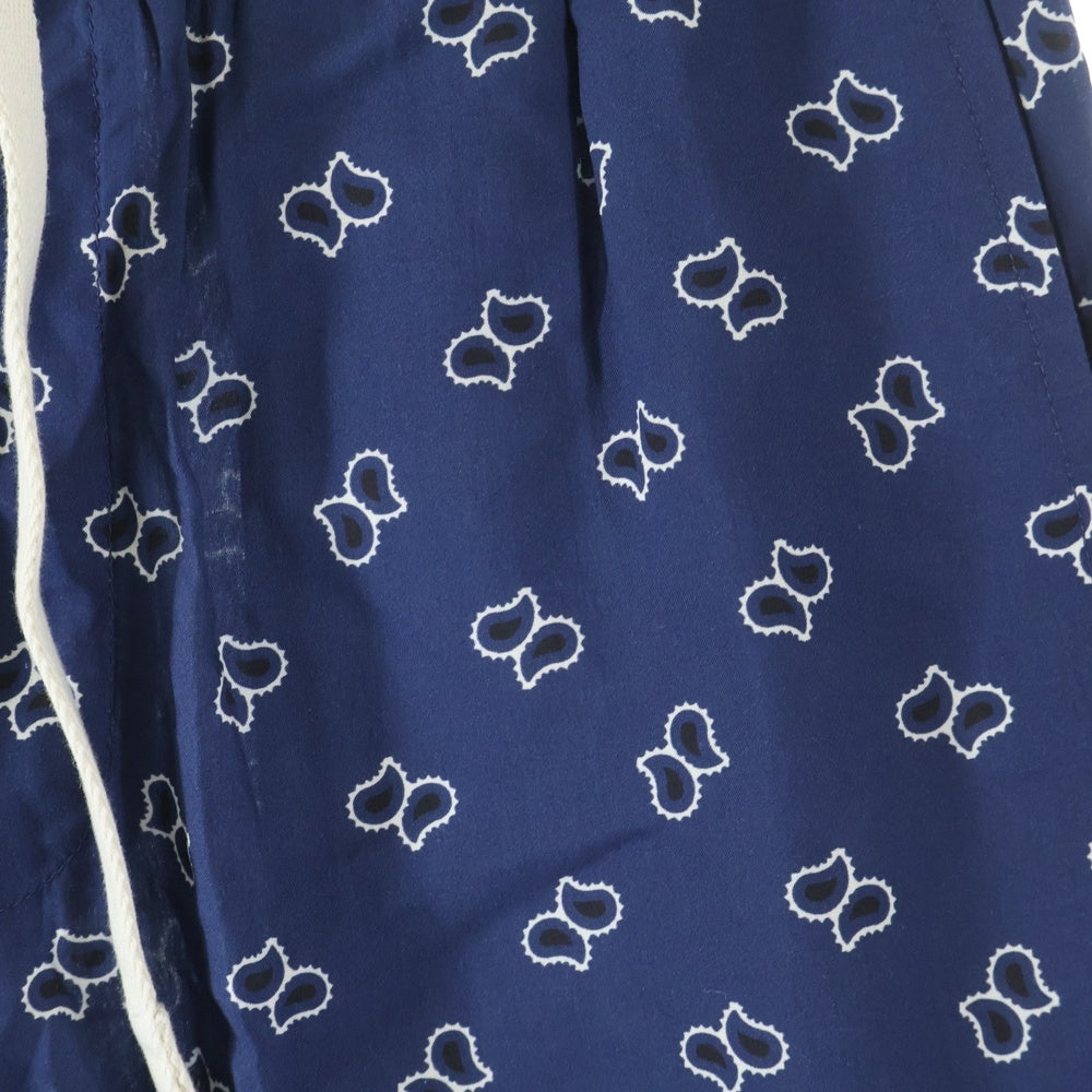 Palm Angels(パームエンジェルス) 24SS PAISLEY DRAWSTRING SHORT ペイズリー柄 ドローストリング ショーツ ハーフパンツ ネイビー PMCB034S24FAB005