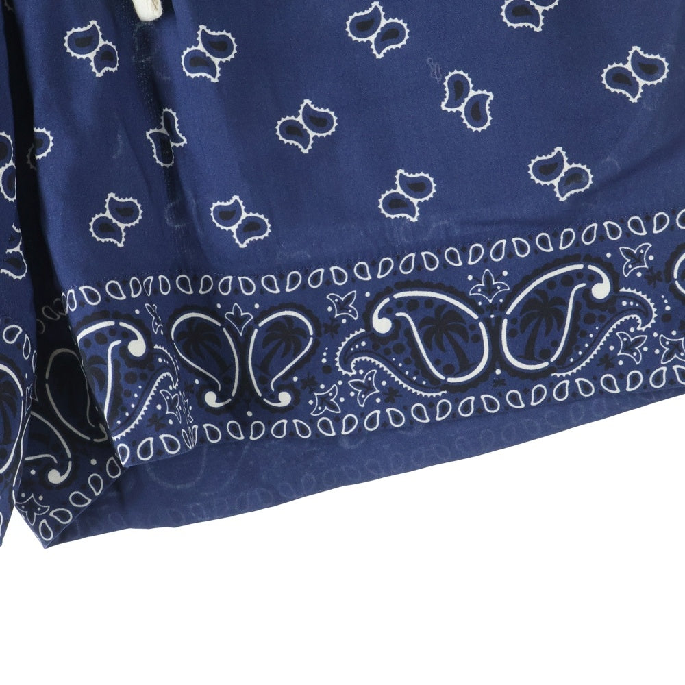 Palm Angels(パームエンジェルス) 24SS PAISLEY DRAWSTRING SHORT ペイズリー柄 ドローストリング ショーツ ハーフパンツ ネイビー PMCB034S24FAB005