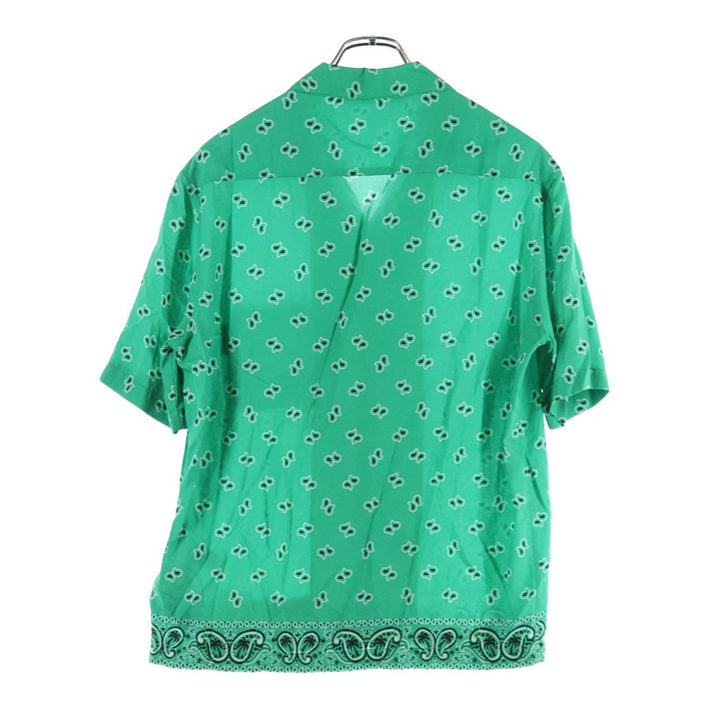 Palm Angels(パームエンジェルス) 24SS PAISLEY BOWLING SHIRT ペイズリー柄 ボーリング オープンカラー半袖シャツ グリーン PMGG005S24FAB006