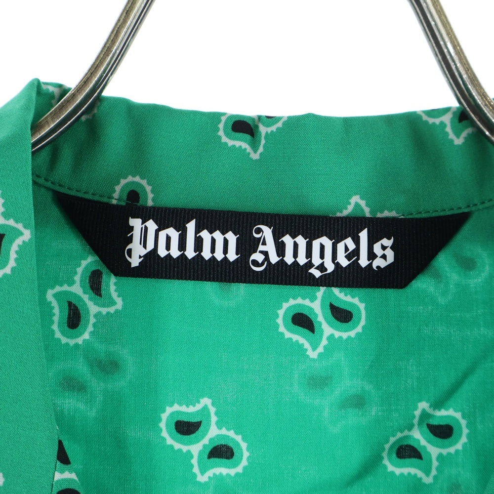Palm Angels(パームエンジェルス) 24SS PAISLEY BOWLING SHIRT ペイズリー柄 ボーリング オープンカラー半袖シャツ グリーン PMGG005S24FAB006