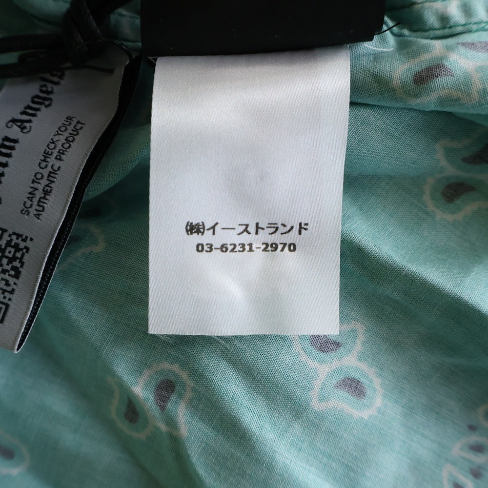 Palm Angels(パームエンジェルス) 24SS PAISLEY BOWLING SHIRT ペイズリー柄 ボーリング オープンカラー半袖シャツ グリーン PMGG005S24FAB006