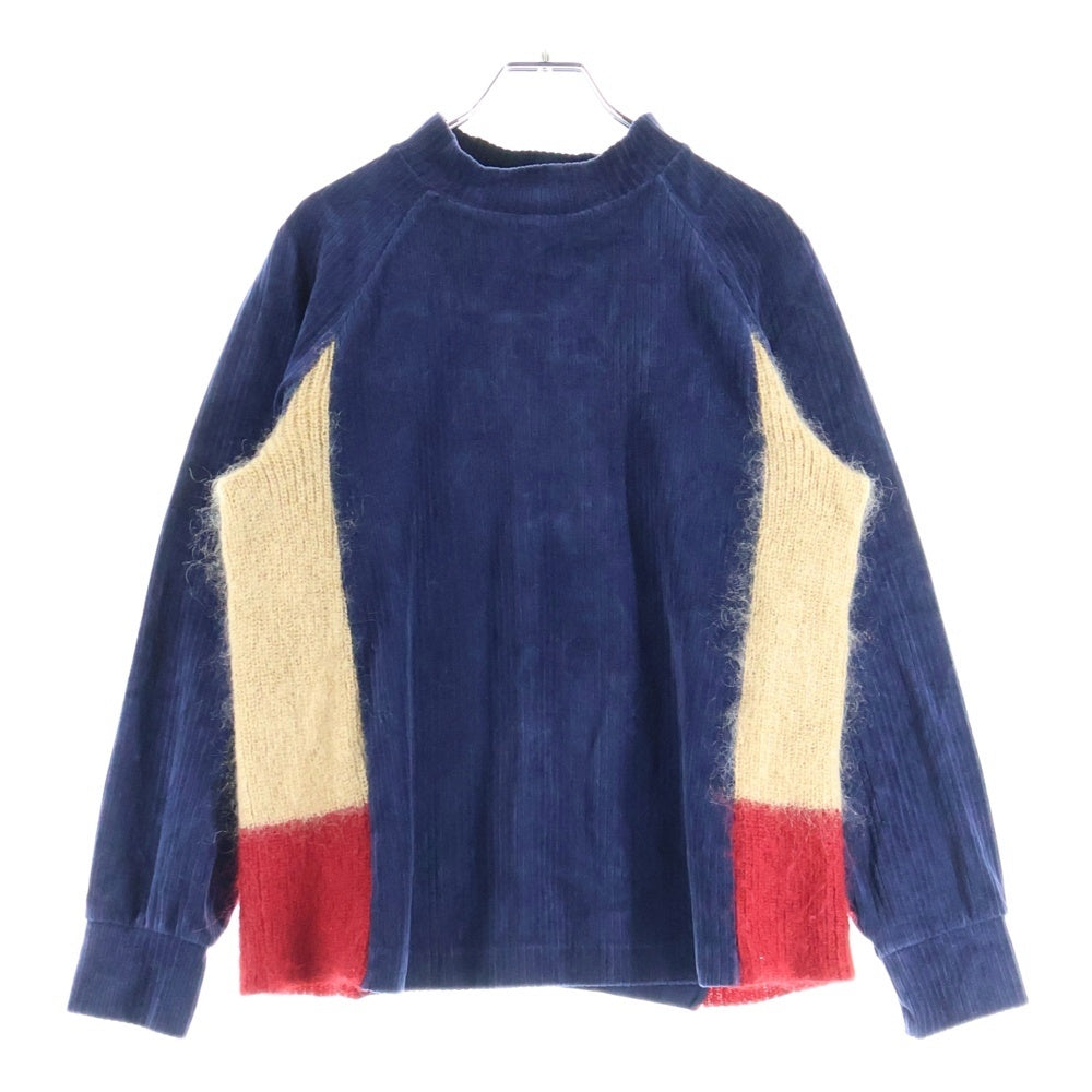 SueUNDERCOVER(スーアンダーカバー) 18AW ローゲージニット切り替え モックネック コーデュロイ トップス セーター レディース ネイビー SUV1801