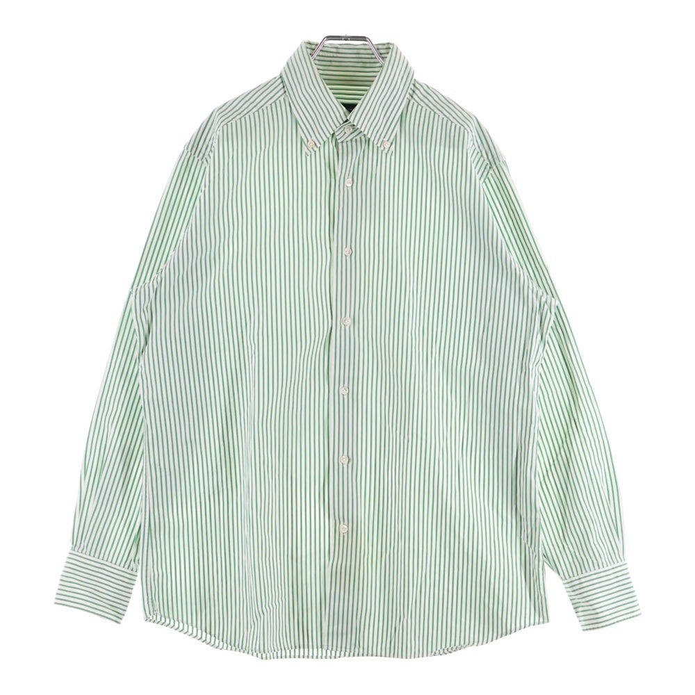 TOMORROWLAND(トゥモローランド) CARIBBEAN COTTON ストライプ柄 コットン ボタンダウン 長袖シャツ ホワイト/グリーン