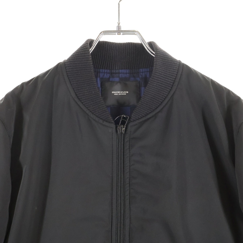 nano universe(ナノユニバース) ポリエステル ジップアップジャケット ブルゾン ブラック GF54BZ1017SK
