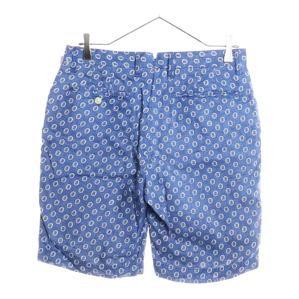 BEAMS Lights(ビームスライツ) 総柄 リネンショーツ ハーフパンツ ブルー