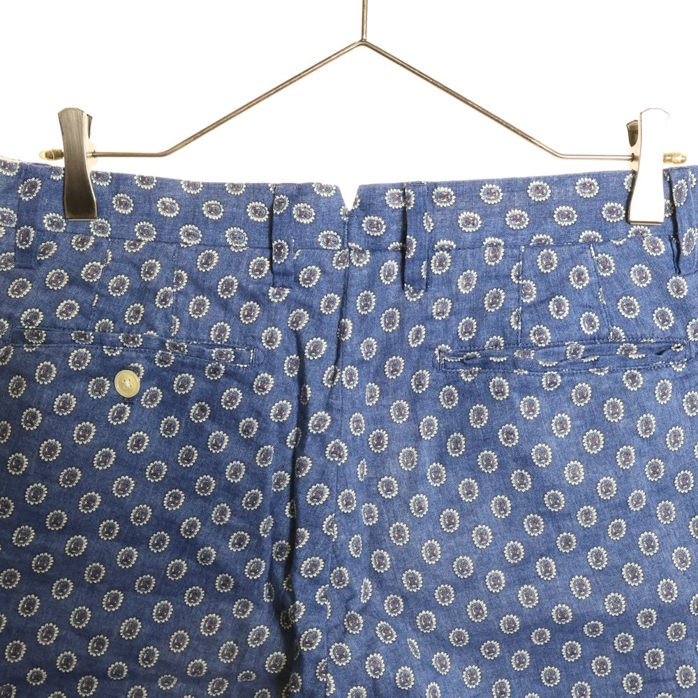 BEAMS Lights(ビームスライツ) 総柄 リネンショーツ ハーフパンツ ブルー