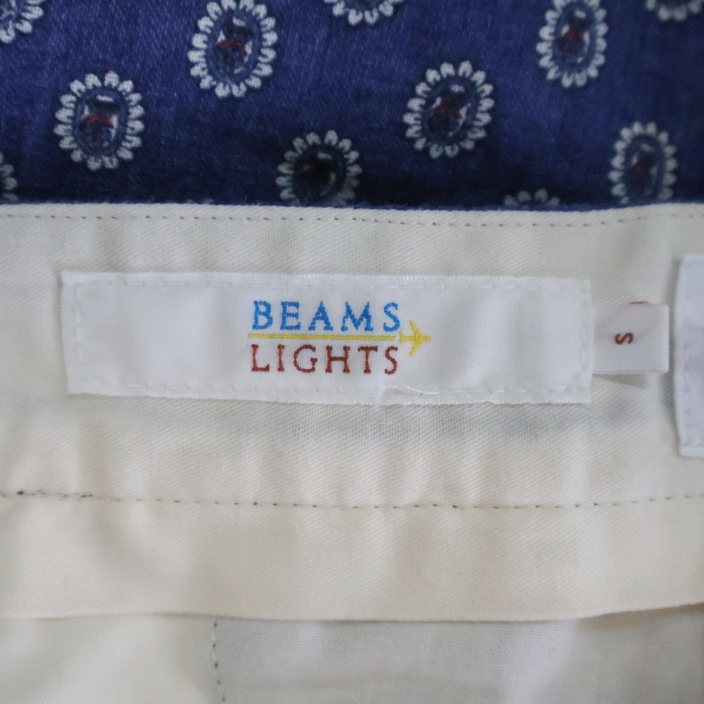 BEAMS Lights(ビームスライツ) 総柄 リネンショーツ ハーフパンツ ブルー