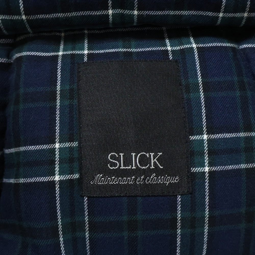 NO BRAND(ノーブランド) SLICK スリック 裏チェック柄 フーデッドダウンジャケット ブラック