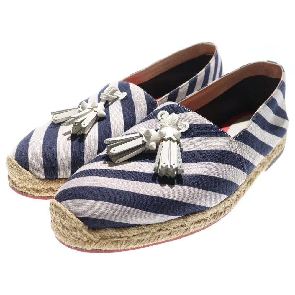 CHRISTIAN LOUBOUTIN(クリスチャンルブタン) タッセルスリッポン ローカットシューズ ストライプ ネイビー/ホワイト