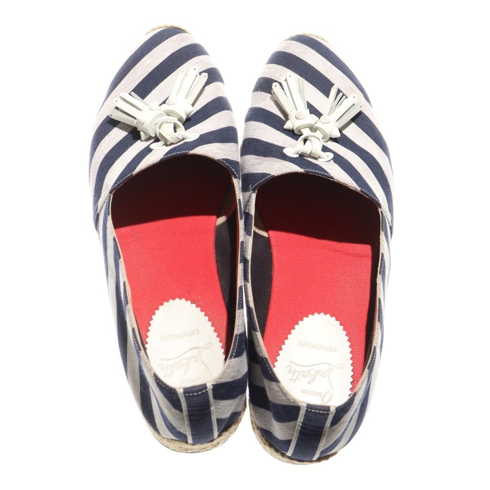 CHRISTIAN LOUBOUTIN(クリスチャンルブタン) タッセルスリッポン ローカットシューズ ストライプ ネイビー/ホワイト