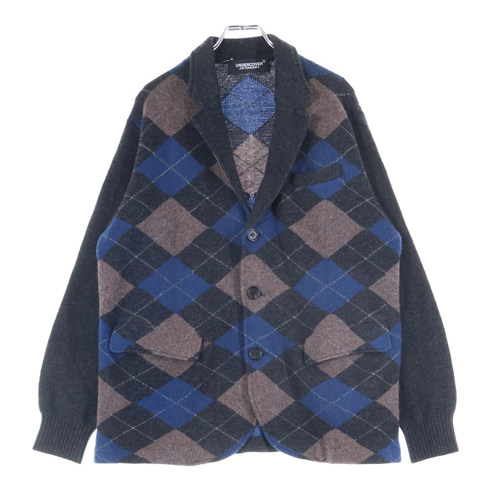UNDERCOVER(アンダーカバー) 21AW CA INTARSIA ARGYLE KNIT JKT インターシア アーガイル柄 ニットジャケット カーディガン ブラウン UC2A4103