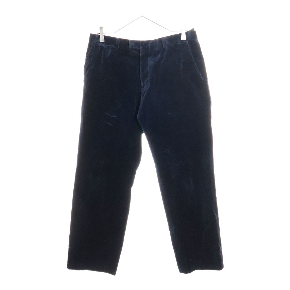 DRIES VAN NOTEN(ドリスヴァンノッテン) コットンベッチン ジップフライ スラックスパンツ ネイビー