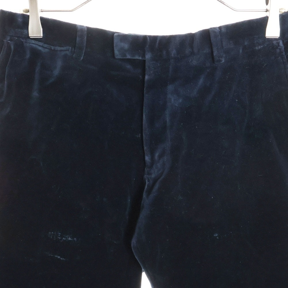 DRIES VAN NOTEN(ドリスヴァンノッテン) コットンベッチン ジップフライ スラックスパンツ ネイビー