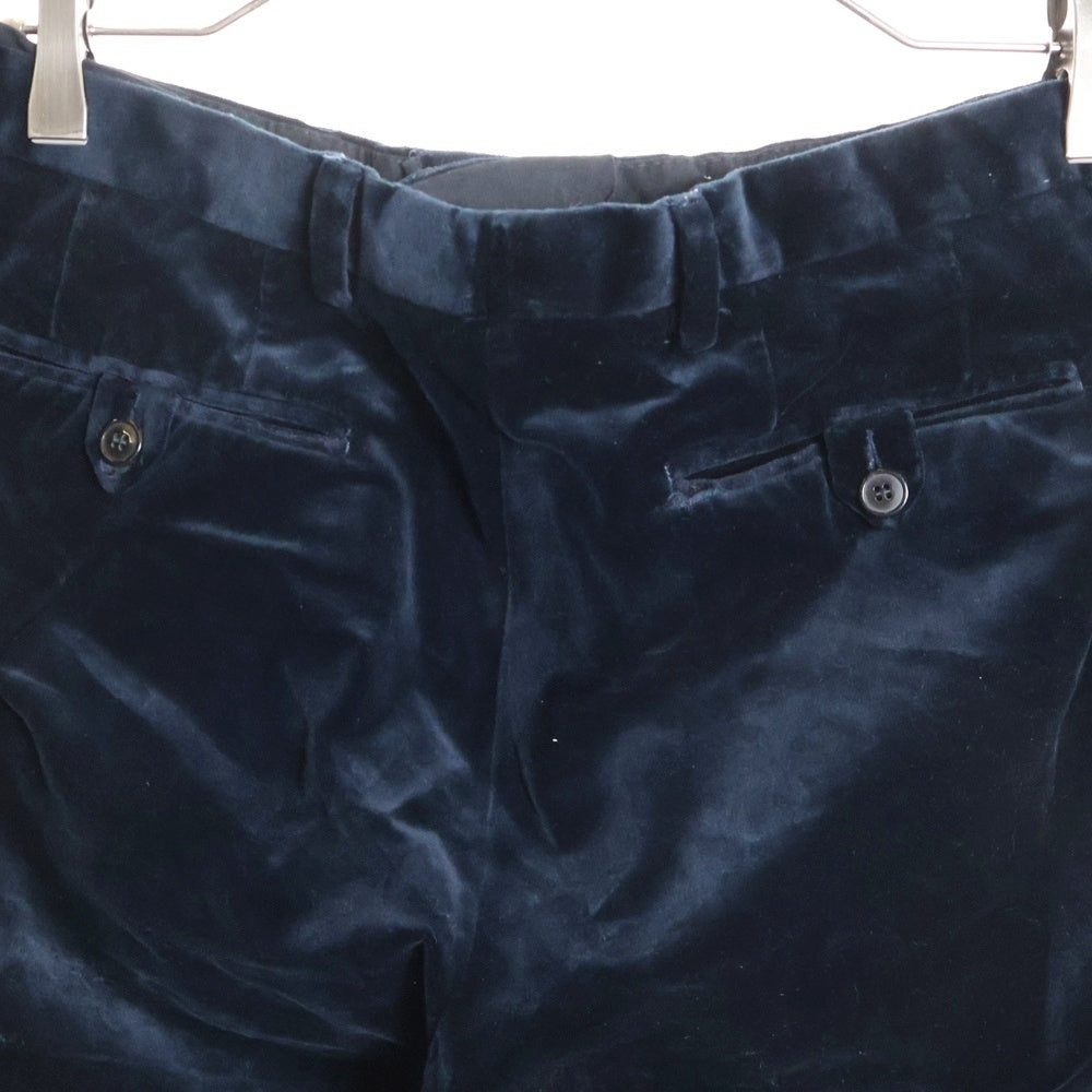 DRIES VAN NOTEN(ドリスヴァンノッテン) コットンベッチン ジップフライ スラックスパンツ ネイビー