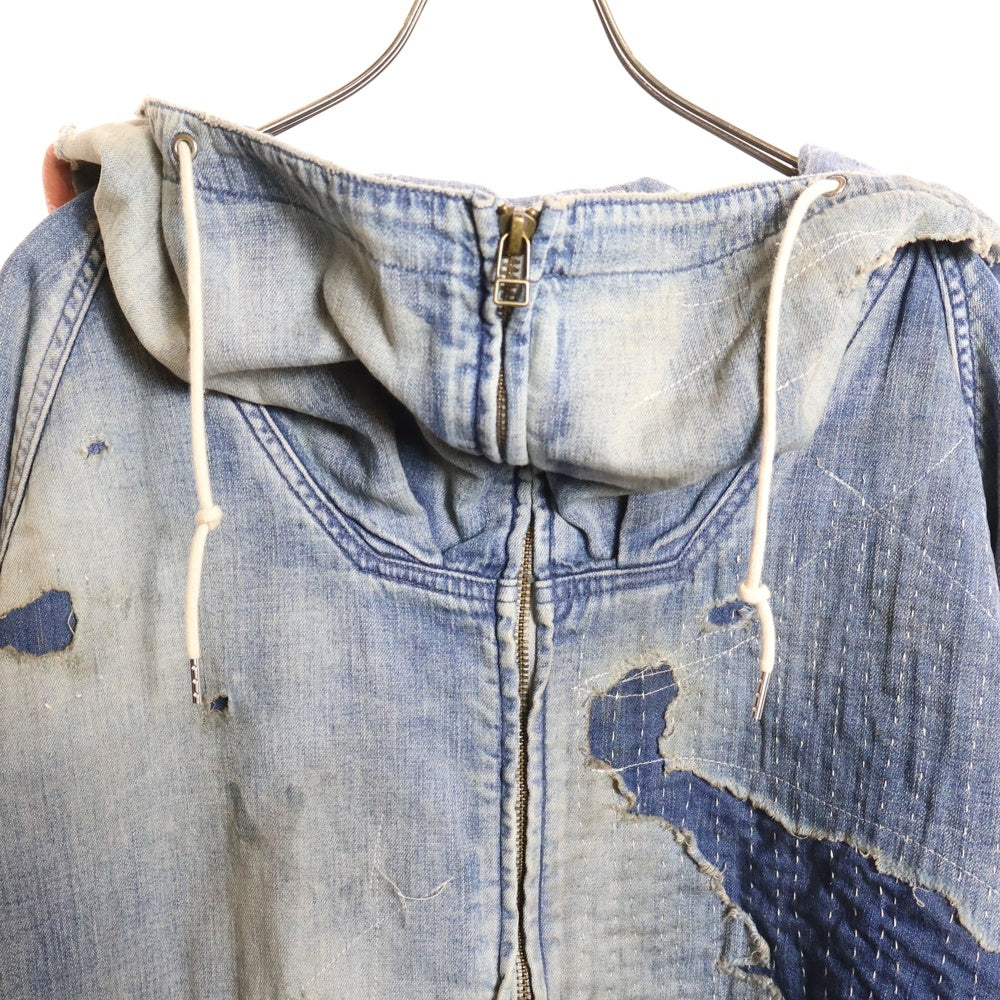 anachronorm(アナクローム) DUAL DENIM REMAKED FULLZIP PARKA AN340-R デュアルデニム リメイクド フルジップパーカー インディゴ