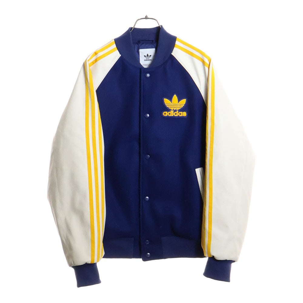 adidas(アディダス) SST VARSITY トレフォイルロゴパッチ スタジャン ジャケットブルゾン ブルー/ホワイト IL2574
