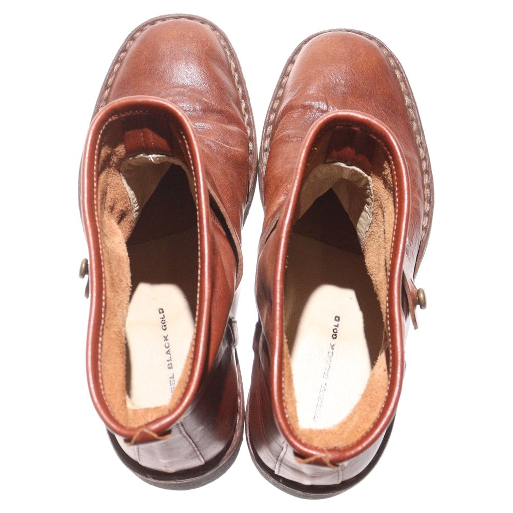 DIESEL(ディーゼル) フロントアジャスター レザーショートブーツ ブラウン