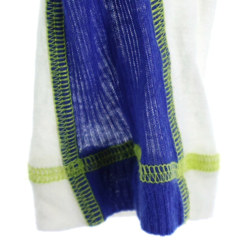 DIESEL(ディーゼル) T-ANTO MAGLIETTA フロントプリント モックネック 長袖Tシャツ カットソー レディース ブルー/ホワイト A06578