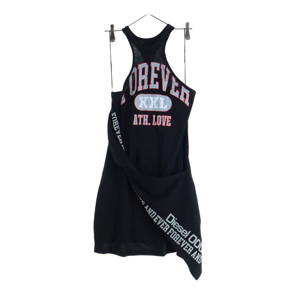 DIESEL(ディーゼル) D-ZELIE フロントクラックプリント ラップドレス カットソー レディース ブラック A12953