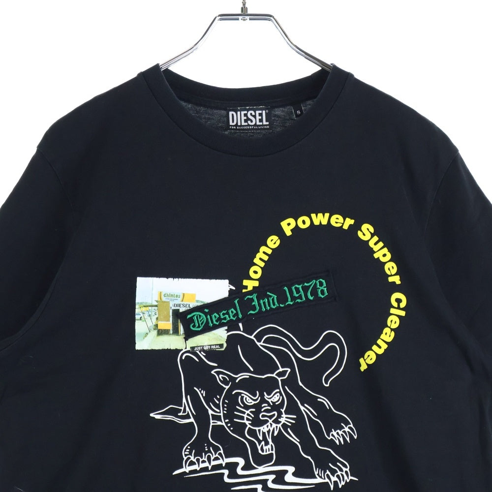DIESEL(ディーゼル) T-JUST-B60 フロントプリント 半袖Tシャツ カットソー ブラック A02977