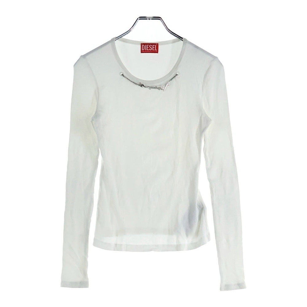 DIESEL(ディーゼル) T-MATIC-LS ラウンドネック チェーン 長袖Tシャツ カットソー レディース ホワイト A12718