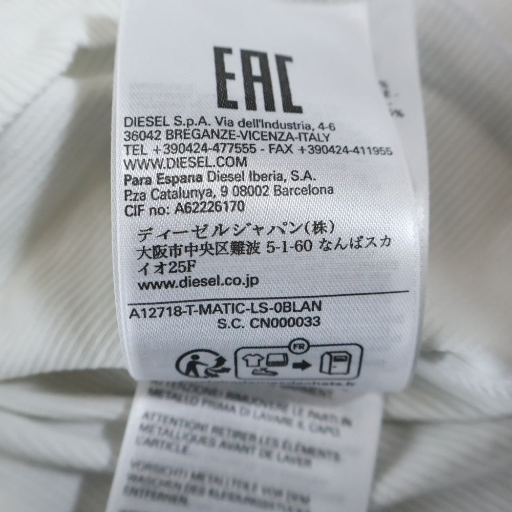 DIESEL(ディーゼル) T-MATIC-LS ラウンドネック チェーン 長袖Tシャツ カットソー レディース ホワイト A12718