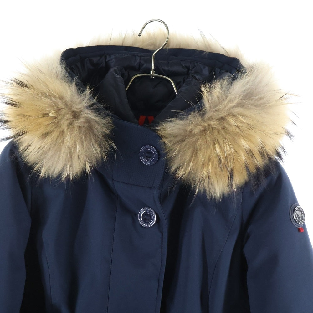 CAPE HORN(ケープホーン) TIERRA SRL ファーフーデッド ナイロン ダウンジャケット コート ネイビー レディース 92501