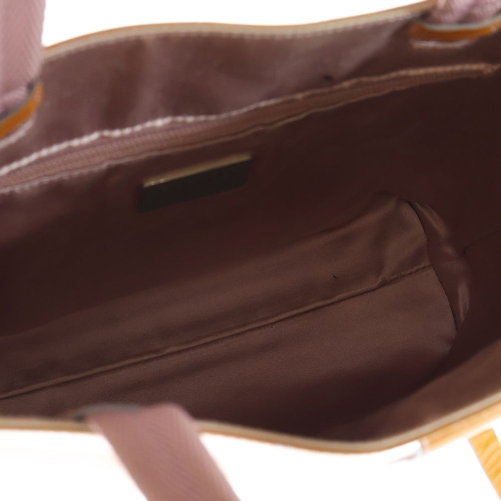 PRADA(プラダ) エナメル ポケット付き ハンドバッグ イエロー レディース