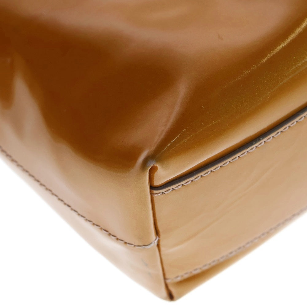 PRADA(プラダ) エナメル ポケット付き ハンドバッグ イエロー レディース