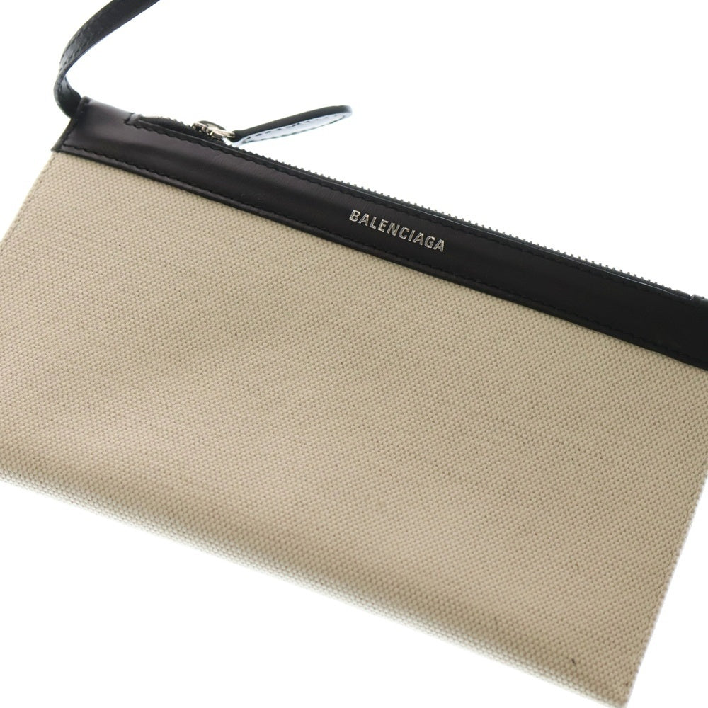 BALENCIAGA(バレンシアガ) NAVY CABAS S ネイビーカバス エス ミニポーチ付き キャンバス ハンドバッグ ベージュ/ブラック 339933 2HH3N