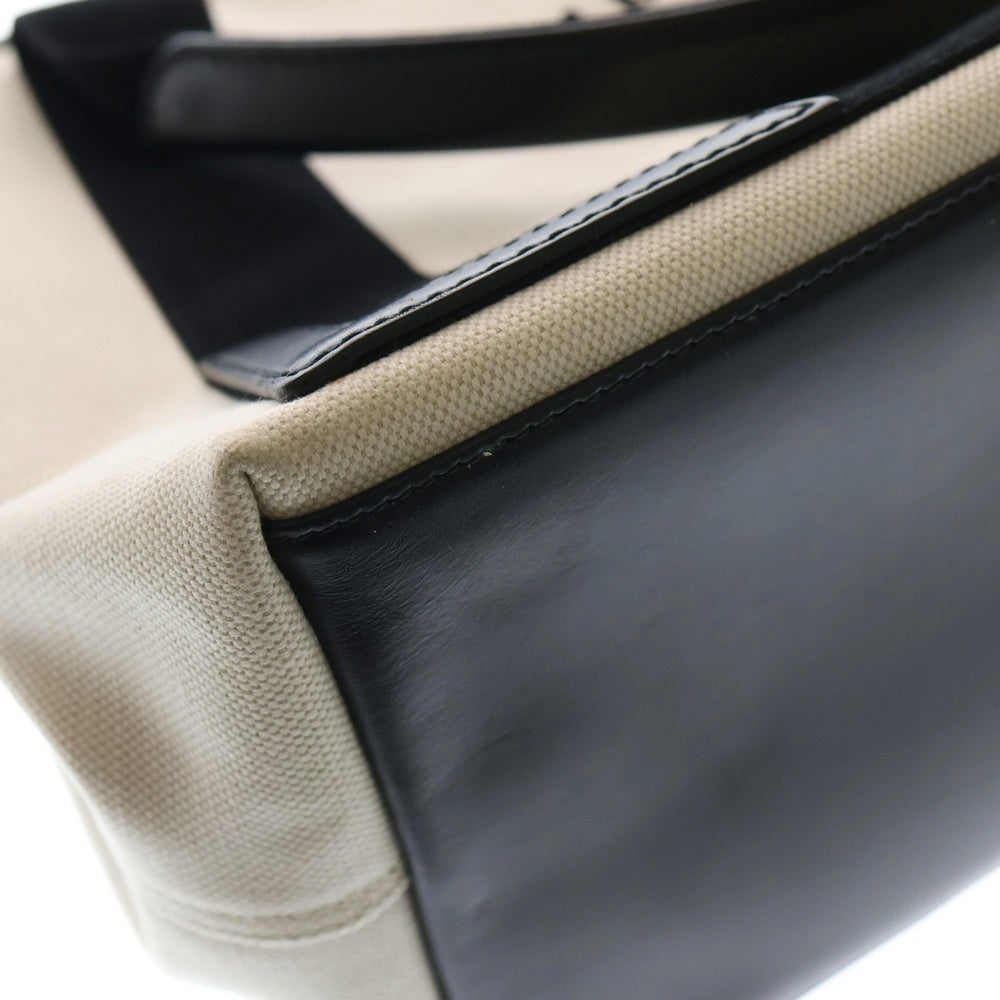 BALENCIAGA(バレンシアガ) NAVY CABAS S ネイビーカバス エス ミニポーチ付き キャンバス ハンドバッグ ベージュ/ブラック 339933 2HH3N