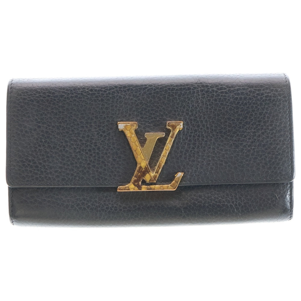 LOUIS VUITTON(ルイヴィトン) ポルトフォイユ カプシーヌ レザー ロングウォレット ブラック N90129 MI3108