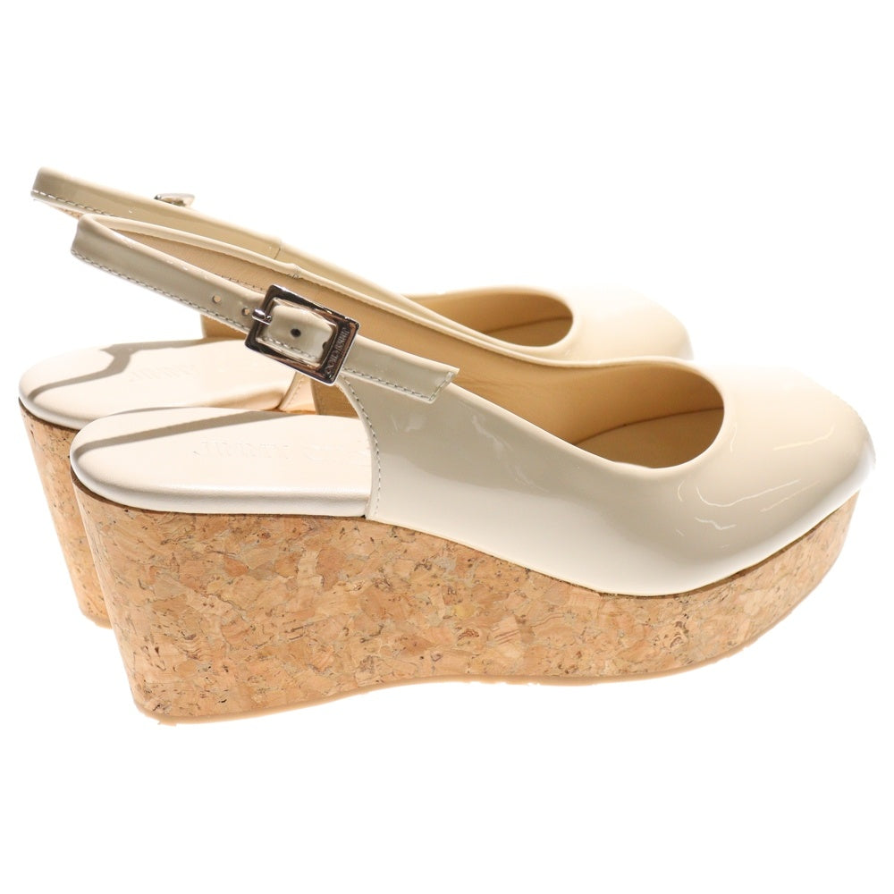 JIMMY CHOO(ジミーチュウ) PRAISE プライズ パテントレザー ウェッジソール ハイヒール サンダル レディース ベージュ J00013295937