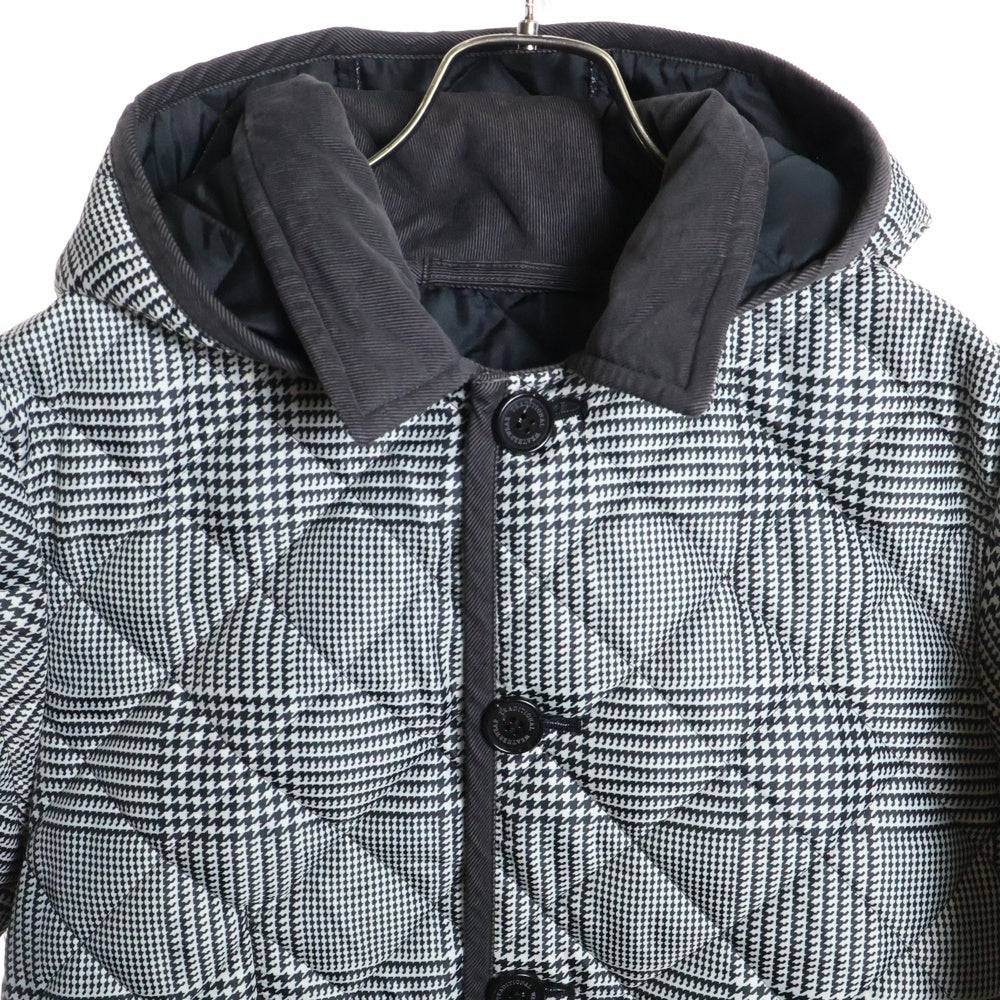 Traditional Weatherwear(トラディショナル ウェザーウェア) 千鳥格子柄 キルティング フーデッドコート ホワイト/ブラック G182APQCO0024PA