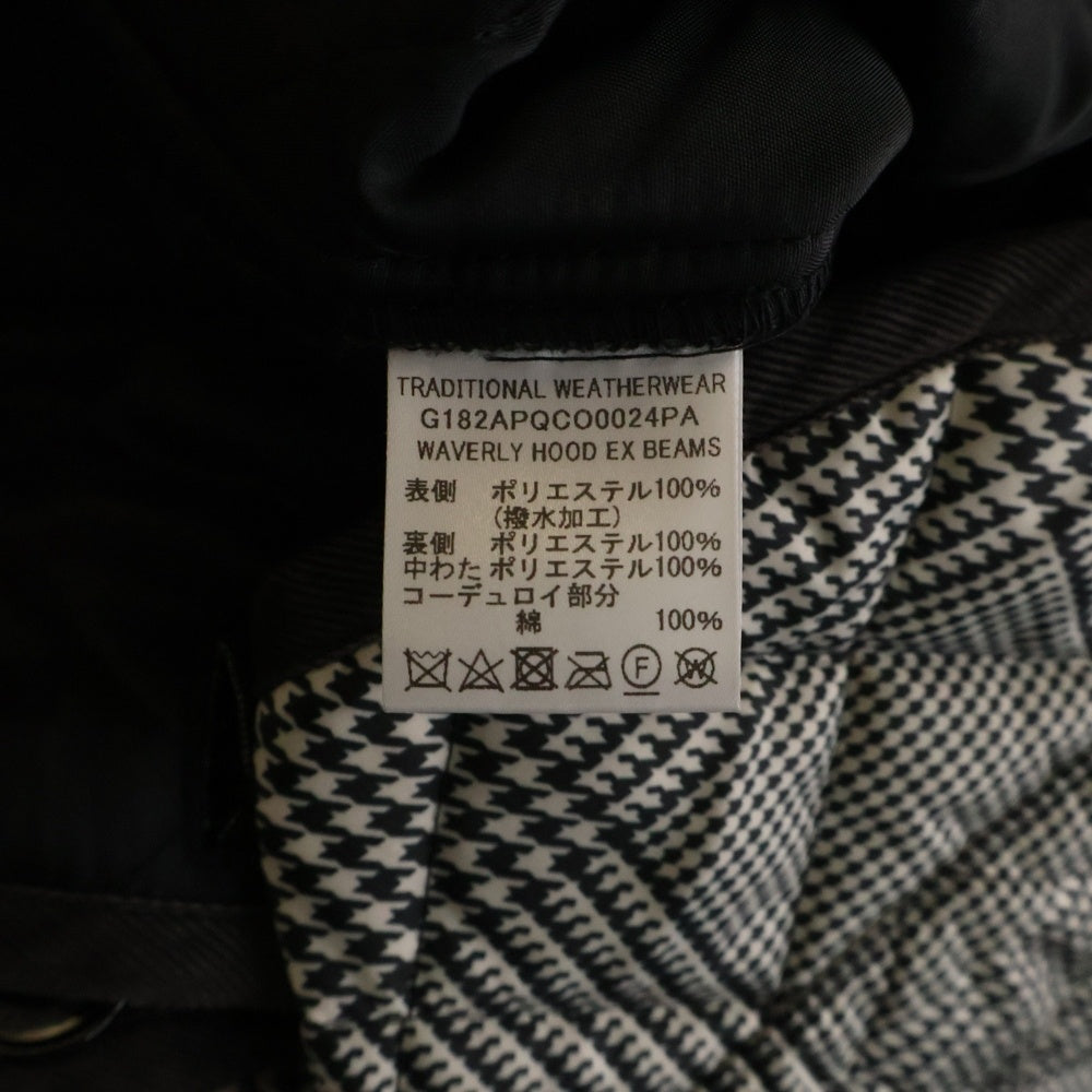 Traditional Weatherwear(トラディショナル ウェザーウェア) 千鳥格子柄 キルティング フーデッドコート ホワイト/ブラック G182APQCO0024PA