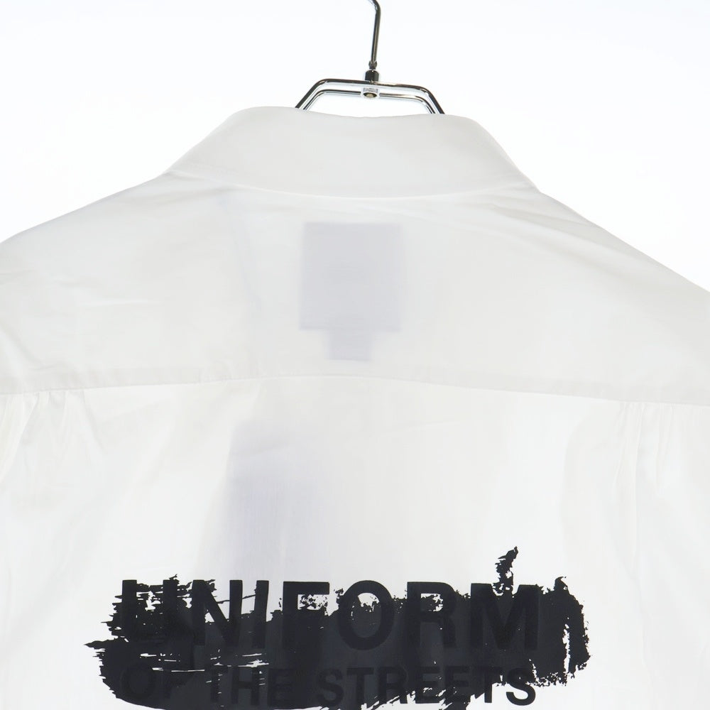 Y-3(ワイスリー) U GFX LOGO SHIR グラフィックロゴ バックプリント 胸ポケット ボタンアップ 長袖シャツ ホワイト JM3202