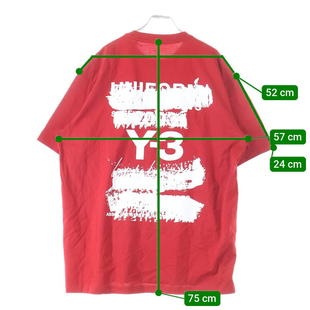 Y-3(ワイスリー) U GFX SS TEE バックロゴデザイン クルーネック カットソー 半袖Tシャツ レッド JN3751