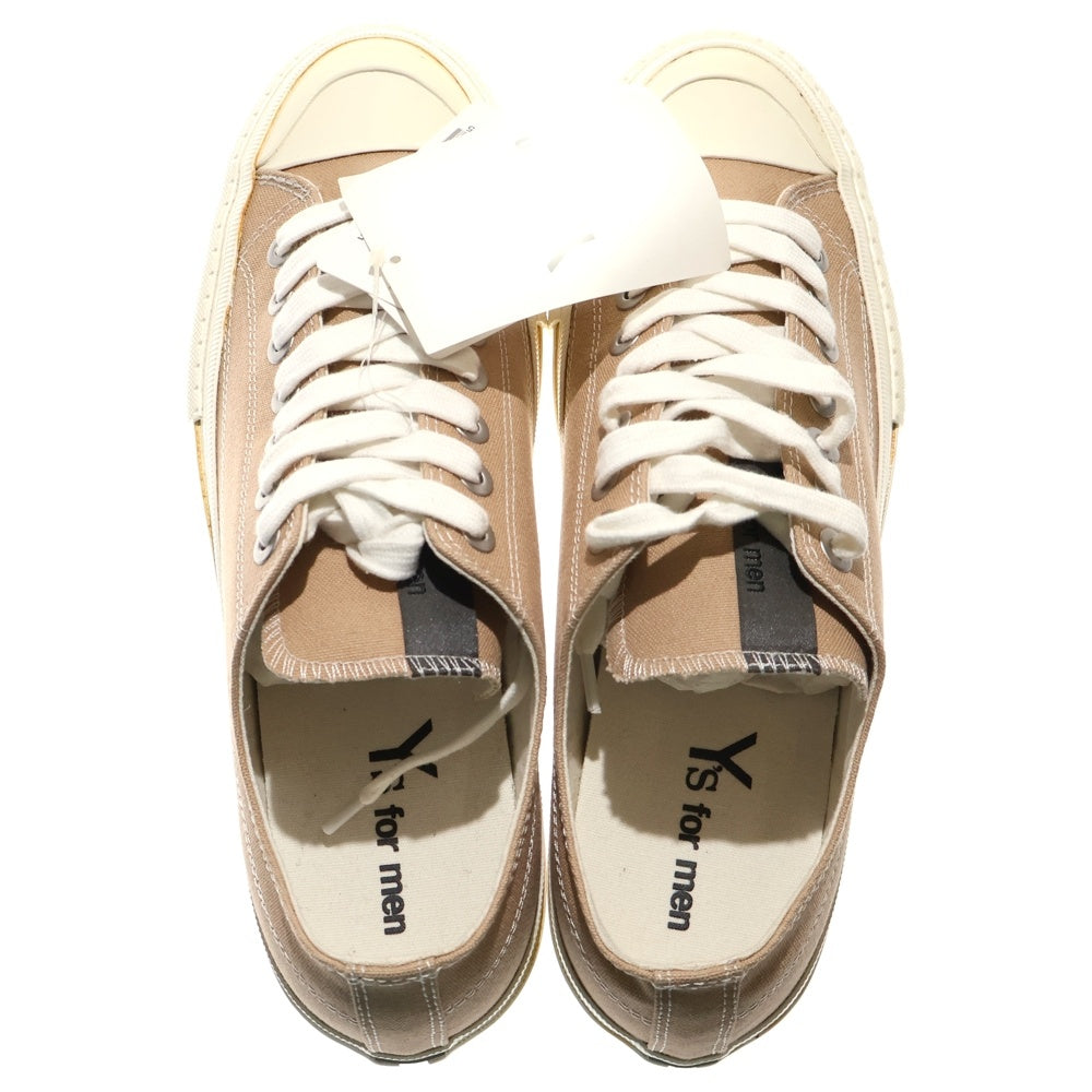 Y's for men(ワイズフォーメン) 24SS COTTON CANVAS LOW-TOP SNEAKERS コットン キャンバス生地 レースアップ ロースニーカー ブラウン MS-E02-061-1-05