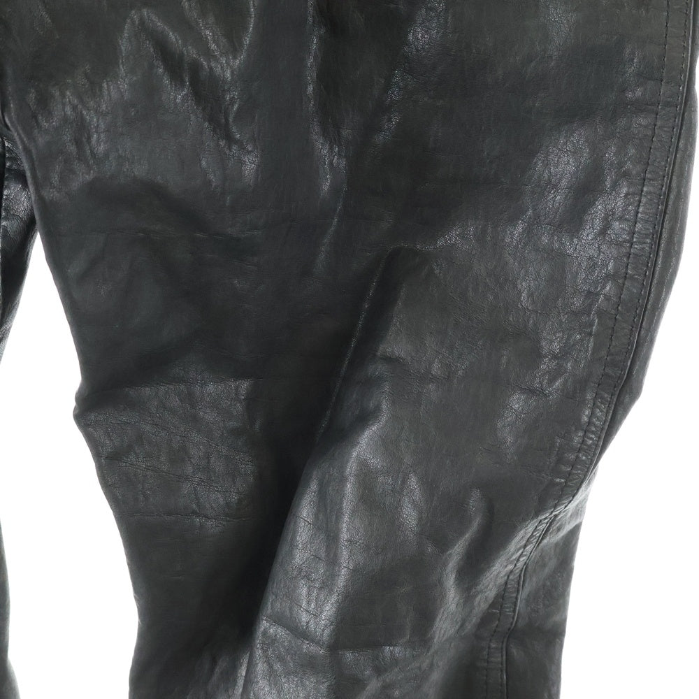 ISAMU KATAYAMA BACKLASH(イサムカタヤマバックラッシュ) ジャパンステア 製品染 サルエルサロペット レザーオーバーオール ブラック 2039-07