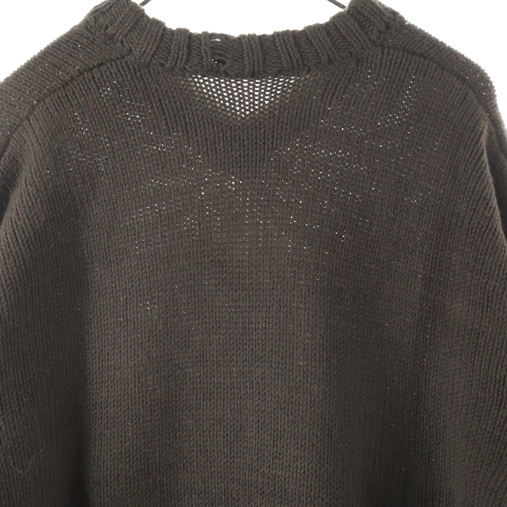 ISAMU KATAYAMA BACKLASH(イサムカタヤマバックラッシュ) WOOL/ACRYLIC CLASH KNIT PULLOVER クラッシュ加工 ウールアクリル Vネック 長袖プルオーバーニットセーター ブラウン KN-782-01
