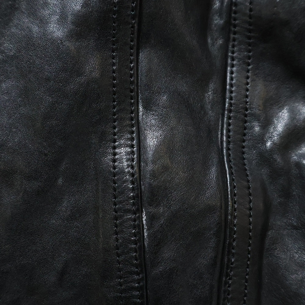 ISAMU KATAYAMA BACKLASH(イサムカタヤマバックラッシュ) FRENCH SHOULDER GARMENT-DYED CLUB VEST フレンチショルダー製品染 ジップアップ レザークラブベスト ブラック 1842-13