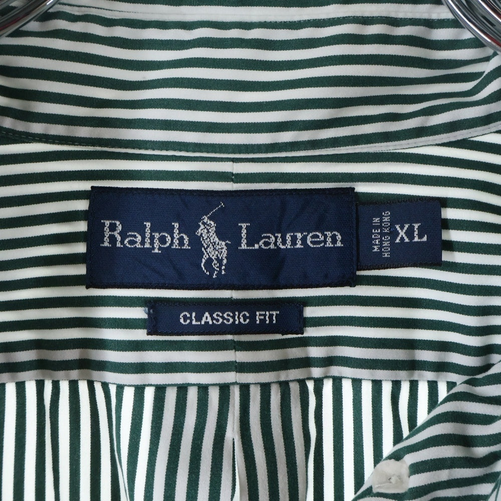 Polo GOLF Ralph Lauren(ポロゴルフラルフローレン) ストライプ ボタンダウン 長袖 シャツ グリーン