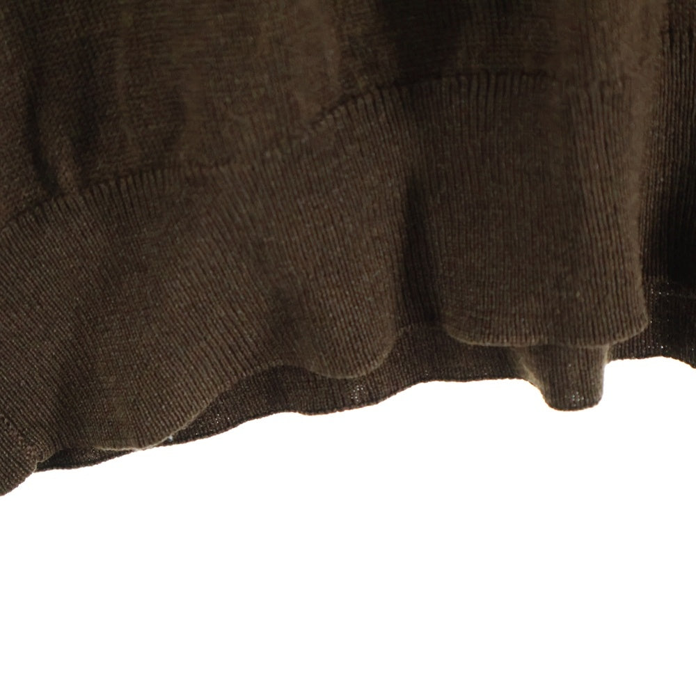 BURBERRY(バーバリー) 刺繍 ロゴ 長袖 ニット ポロシャツ ブラウン