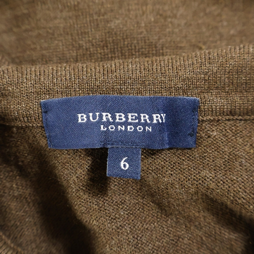 BURBERRY(バーバリー) 刺繍 ロゴ 長袖 ニット ポロシャツ ブラウン