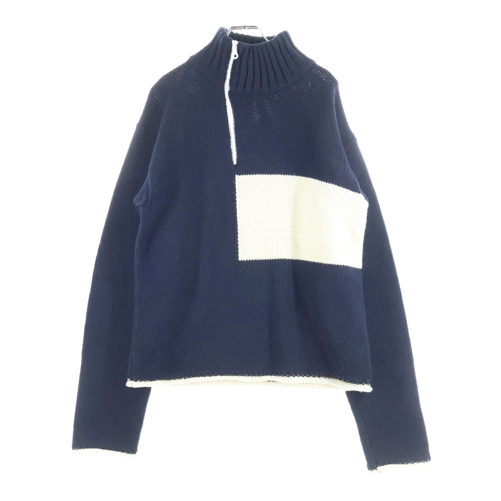 kudos(クードス) 18AW ハーフジップ ハイネック ウールニットセーター ネイビー/アイボリー KK18YY01