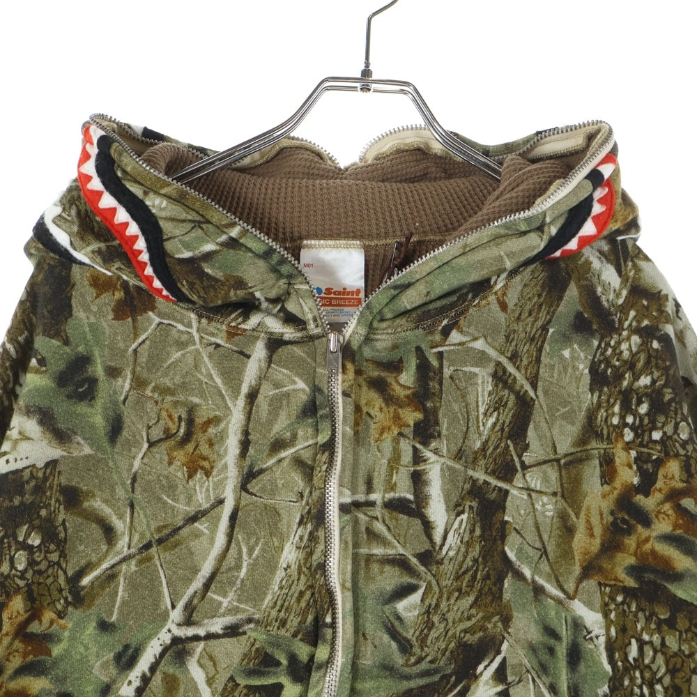 SAINT MICHAEL(セントマイケル) 25AW ×A BATHING APE BAPE ZIP HOODIE ア ベイシング エイプ ベイプ ジップ フーディー カモフラスウェットパーカー カーキ SM-HR1-0000-C38