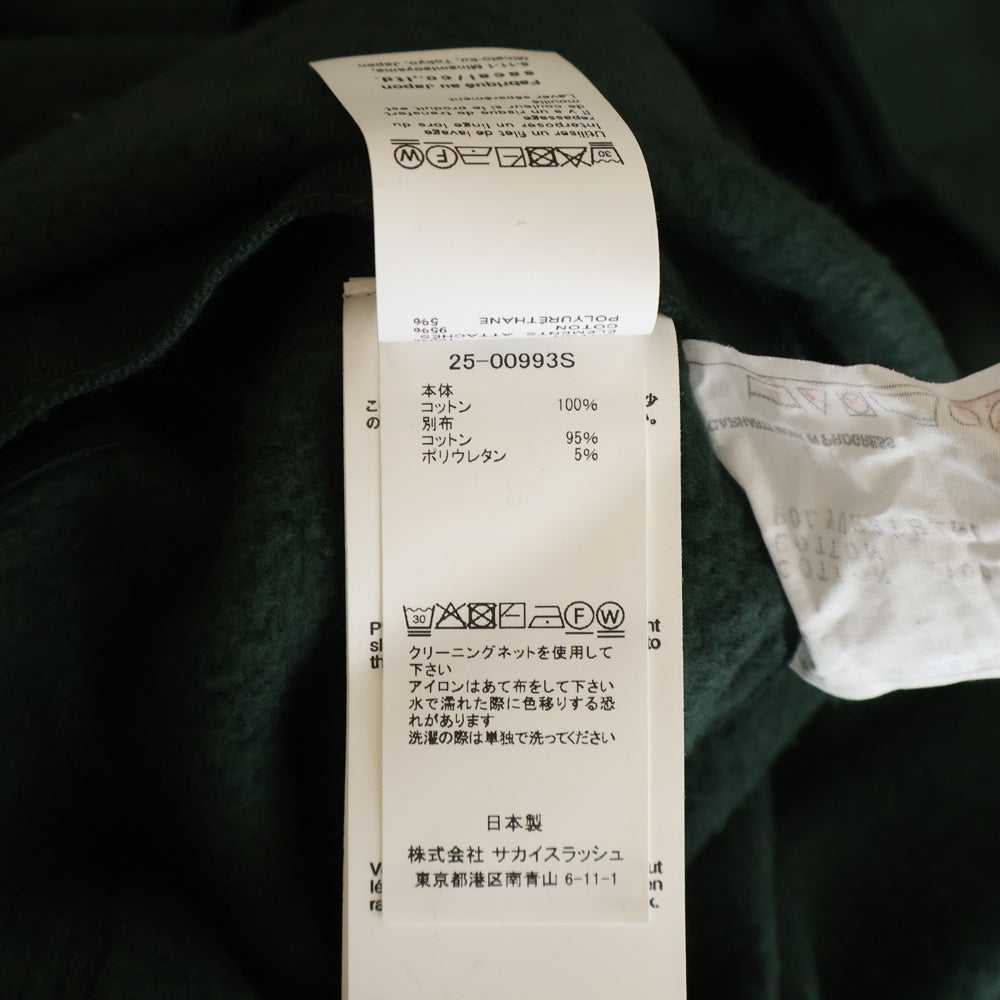 Sacai(サカイ) 25AW ×CARHARTT WIP COTTON JERSEY HOODIE カーハート ウィップ コットン ジャージ フーディー プルオーバースウェットパーカー グリーン 25-00993S