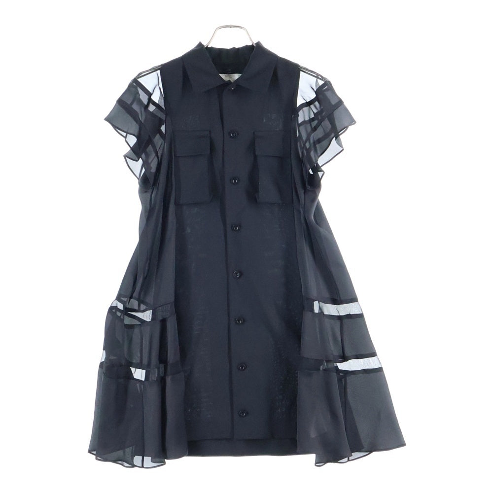 Sacai(サカイ) 25SS SUITING SATIN DRESS スイッチング サテン マルチ